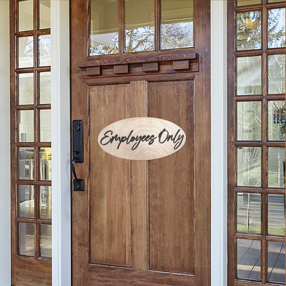 Employees Only sign Wooden sign Business sign warning sign Birch wood sign