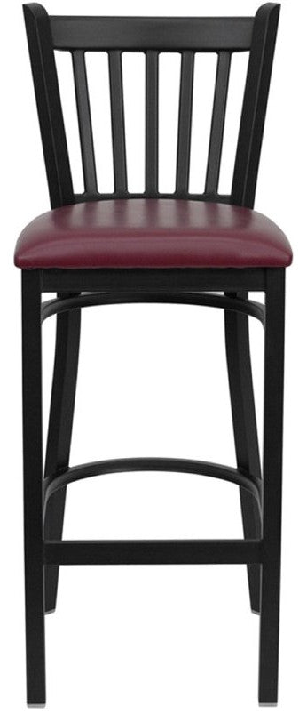 Flash Furniture Hercules 30" Black Back Metal Bar Stool in Burgundy