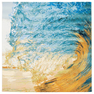 Safavieh Barbados Collection Indoor-Outdoor, BAR510 Rug, Blue/Gold, 8' Square