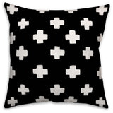 Black Swiss Cross Throw Pillow, 16"x16"