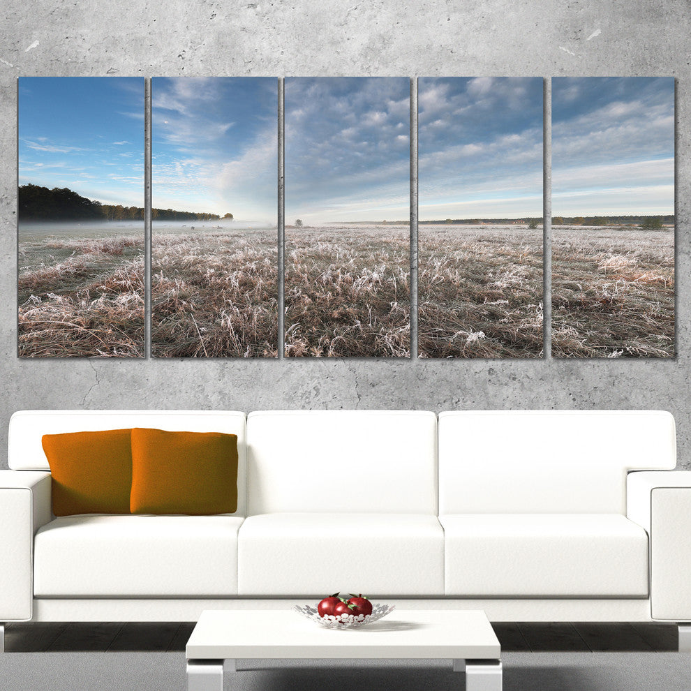 "Autumn Hoarfrost on Grass" Landscape Print Wall Artwork, 5 Panels, 60"x28"