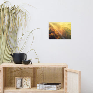 Sunrise Railroad Though Misty Forest Landscape Photo Loose Wall Art Prints, 11" X 14"