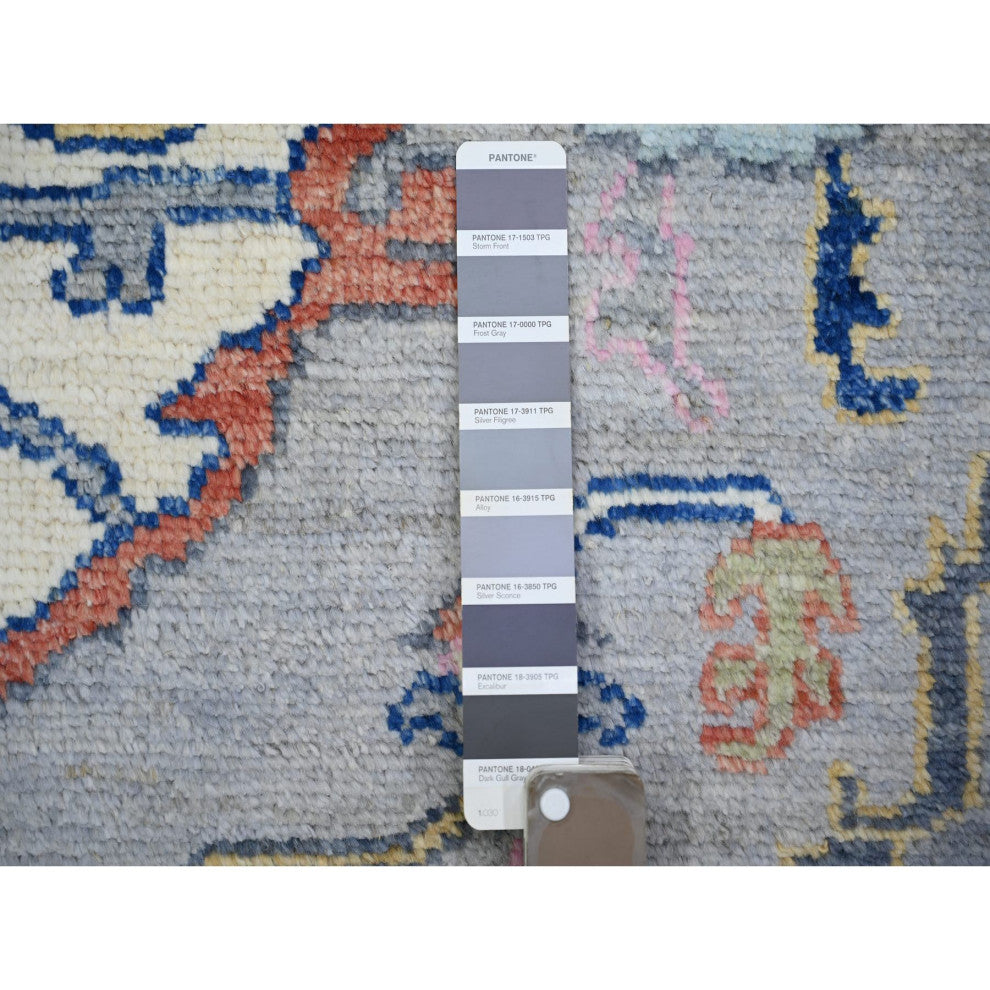 Cloud Gray Anatolian Village Inspired Wool Hand knotted Oriental Rug 10'3"x13'7"