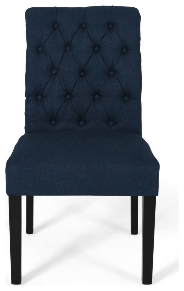 Emerson Tufted Dining Chairs, Set of 2, Navy Blue, Fabric
