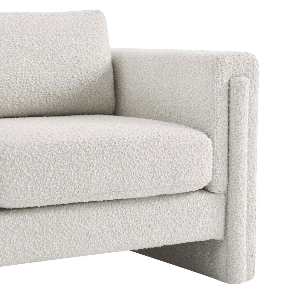 Visible Boucle Fabric Armchair - Ivory