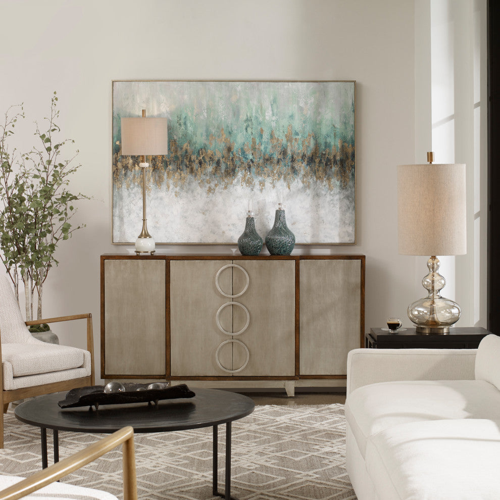 Uttermost Divide Coastal Firwood and Canvas Abstract Hand Painted Art in Blue