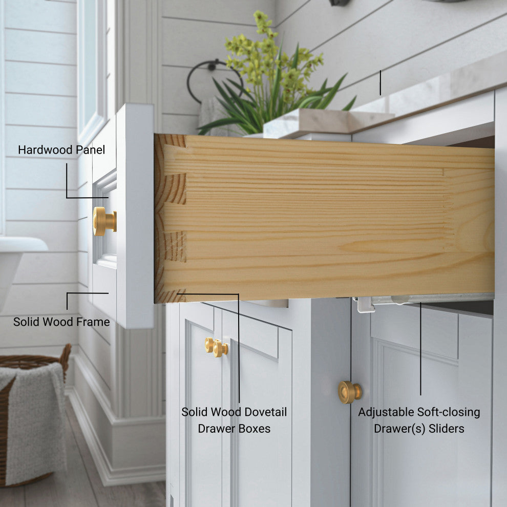 Adeline Vanity Set, White, 48", Single Sink