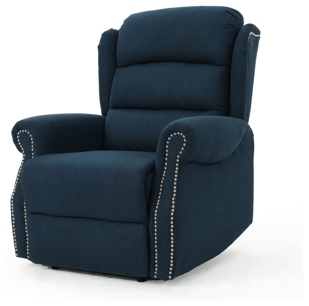 GDF Studio Desiree Tufted Fabric Power Recliner, Navy Blue