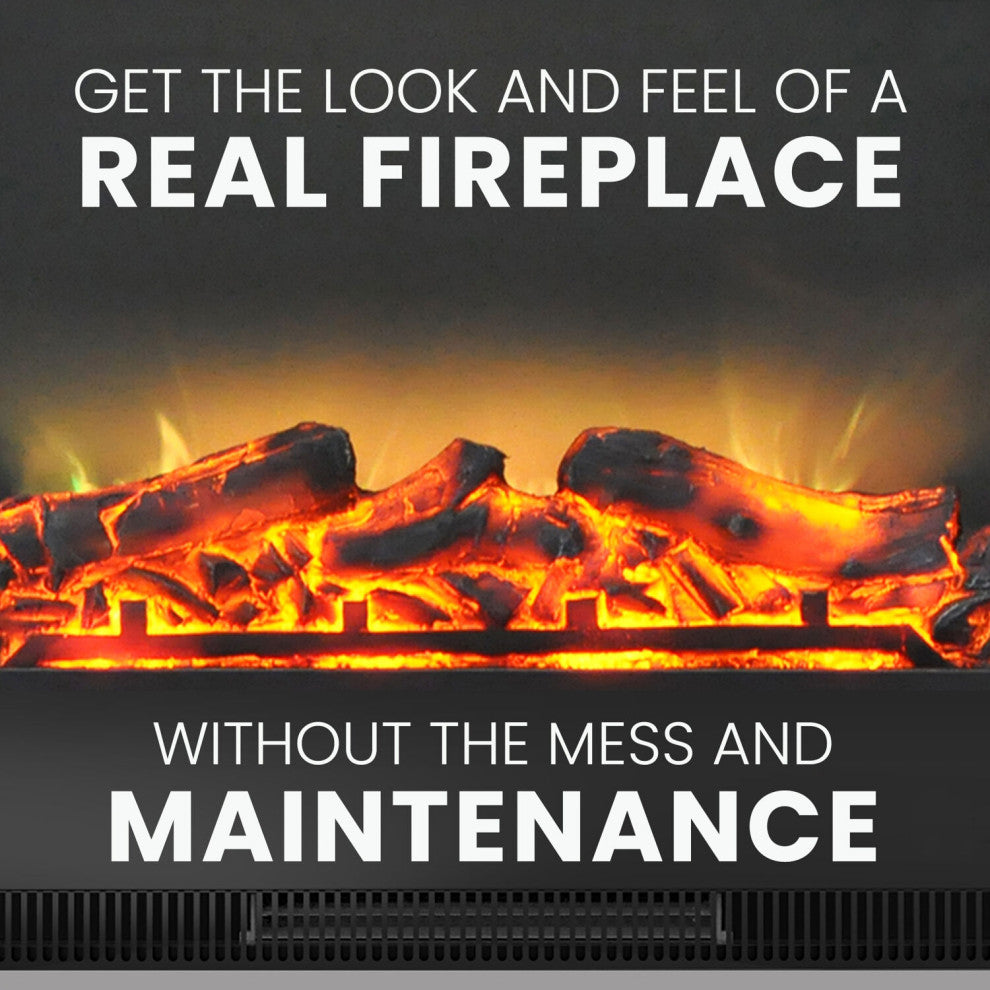 Classic 72" Electric Fireplace, Slate Blue, Multi-Color LED Flame Display