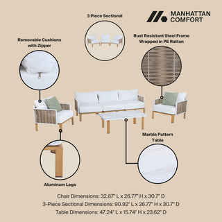 Manhattan Comfort 4-Piece Vine Patio Conversation Set