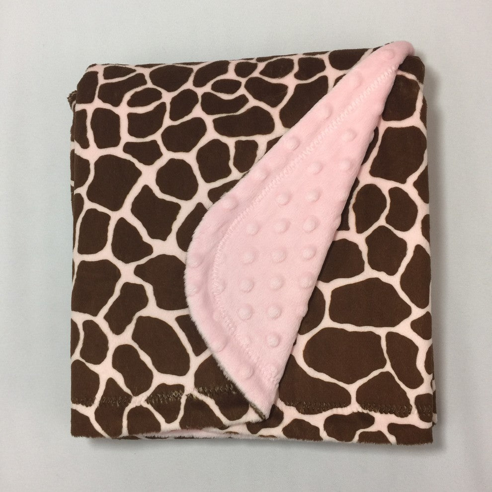 Baby Jade Pink Giraffe Minky Blanket