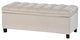 Storage Bench with Flip Button Tufted Top and Sleek Legs, Beige