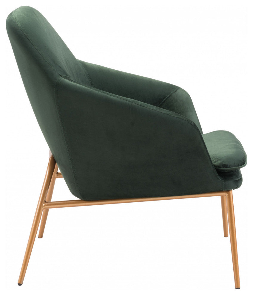 Forest Green Velvet and Gold Chair