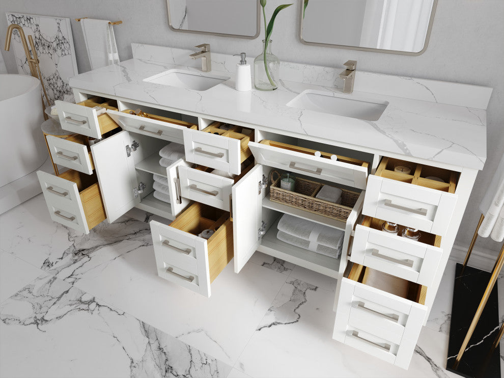 Cambridge 84 Double Sink Bath Vanity in White 1.5" Empira Quartz