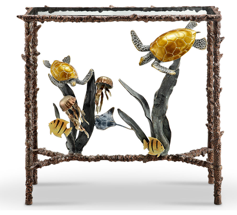 SPI Aluminum Turtle and Sealife Console Table