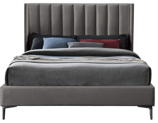 Nadia Velvet Upholstered Bed, Gray, King