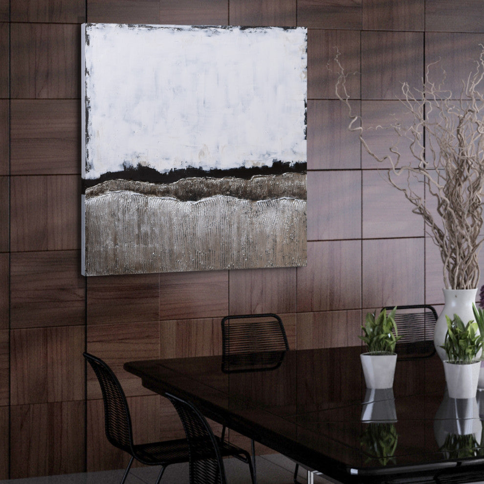 White Atmosphere Textured Metallic Hand Painted Wall Art by Martin Edwards