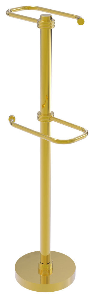 Free Standing Two Roll Toilet Tissue Stand, Polished Brass