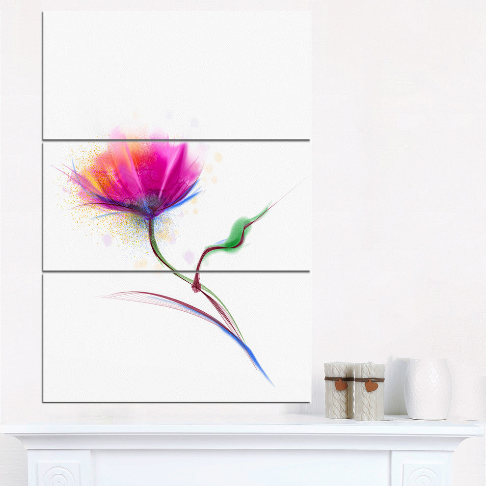 "Isolated Purple Poppy Flower" Metal Wall Art, 3 Panels, 28"x36"