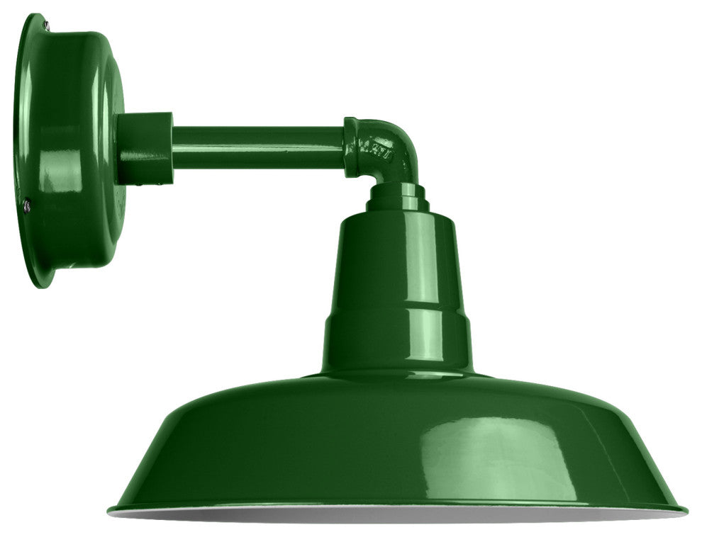 14" Vintage LED Sconce Light With Cosmopolitan Arm, Green