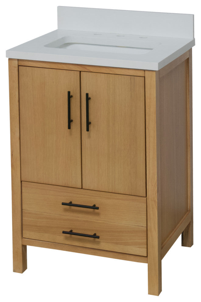 California 24" Bathroom Vanity, Blonde, Matte White