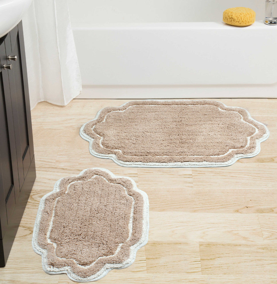 Allure Collection Absorbent Cotton Machine Washable Rug, 2-Piece Set, Linen