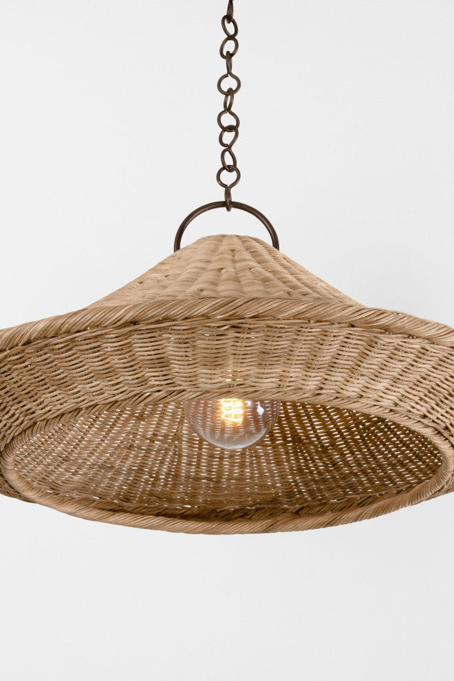 Baychester 32" Wide Bronze Leaf Pendant