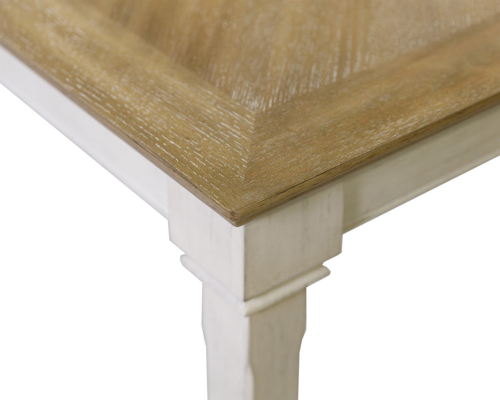Traditional Wood Kitchen Extension Dining Table and 8-Chairs, White