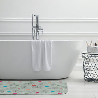 34" x 21" Bunnies and Eggs Bathmat, Breezeway Green
