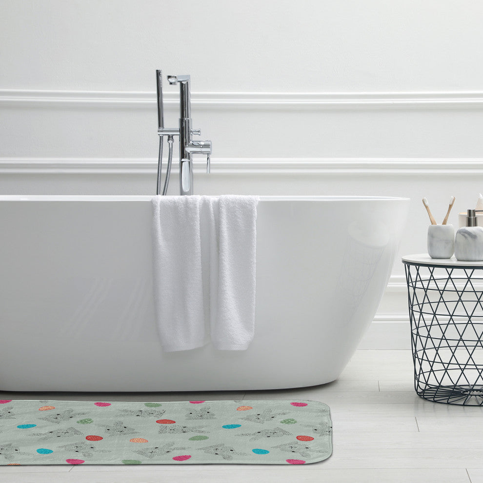 34" x 21" Bunnies and Eggs Bathmat, Breezeway Green