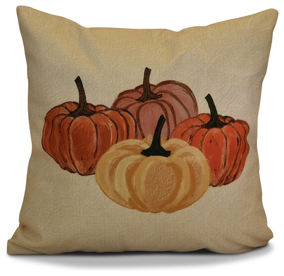 Paper Mache Pumpkins Geometric Print Outdoor Pillow, Yellow, 18"x18"