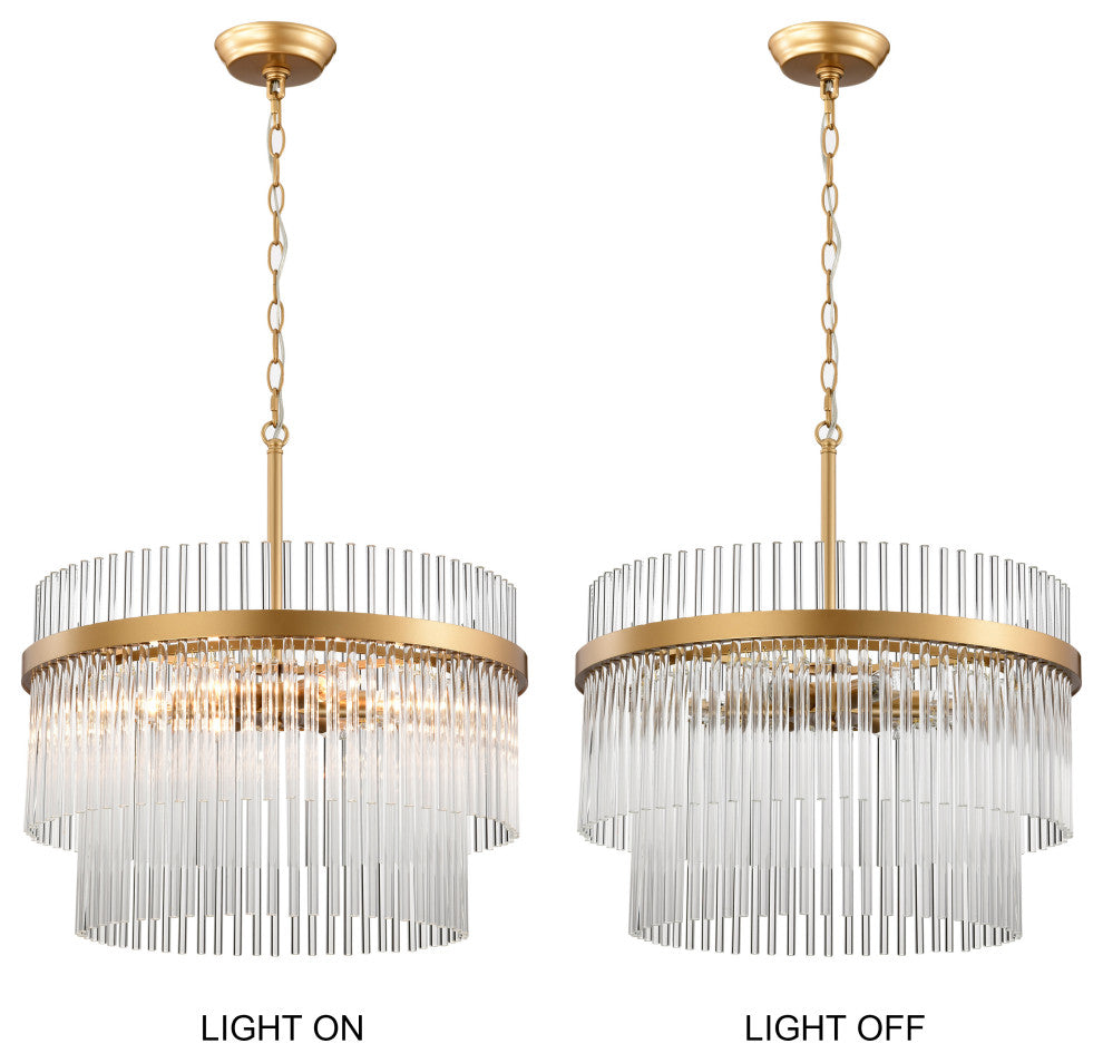 Cervine Glossy Bronze Two-Tier Crystal Glass Bar Round Chandelier