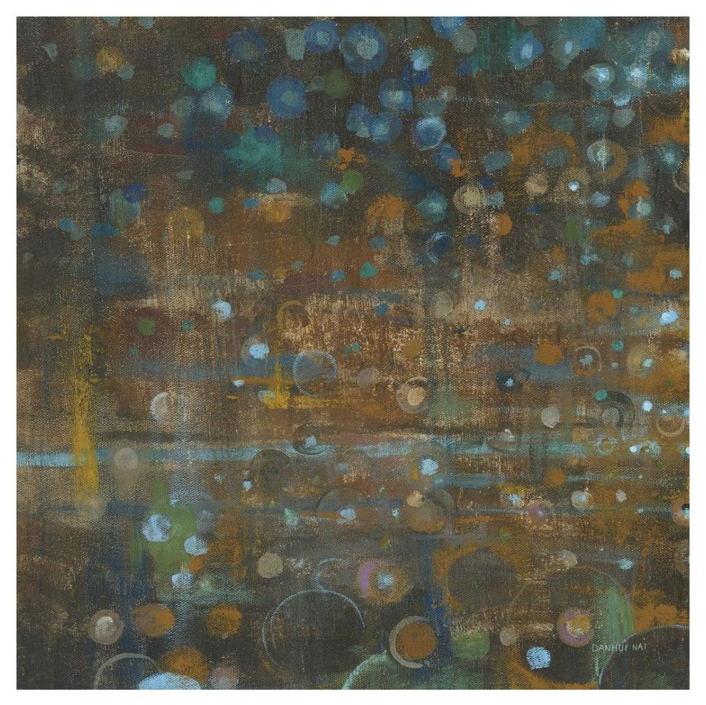 "Blue and Bronze Dots IX" Digital Paper Print by Danhui Nai, 32"x32"