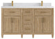 Santa Monica 60 Double Sink Bathroom Vanity in Whitewashed Teak 2" Empira Quartz