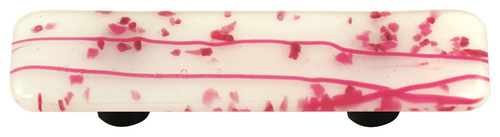 Art Glass Mardi Gras Pull, Black Post, Pink Mg White