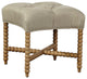 Cape Town Bobbin Turned Occasional Stool, Linen Upholstery