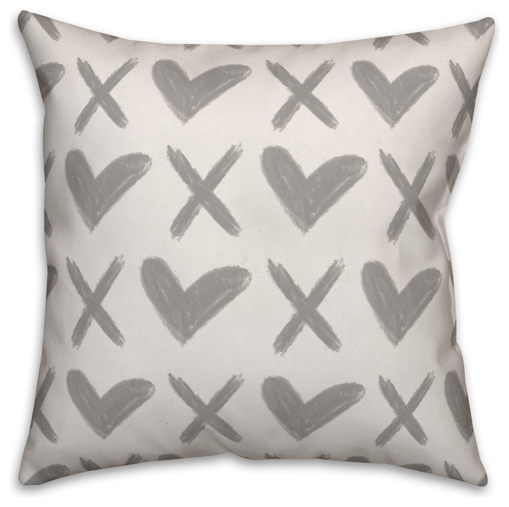 XO Hearts 18x18 Throw Pillow