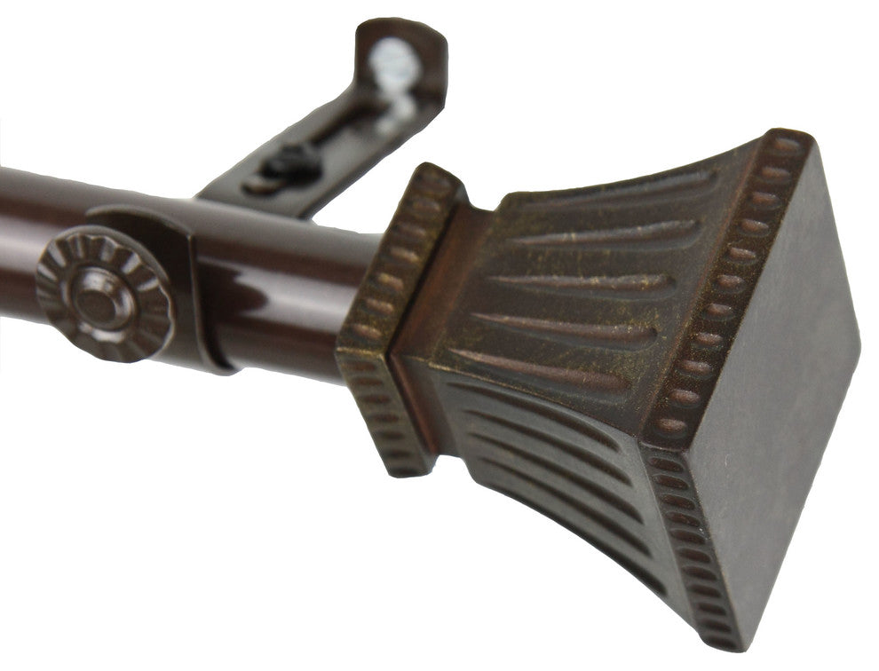 Aldo 13/16 inch Corner Window Curtain Rod, Cocoa, 120-170"
