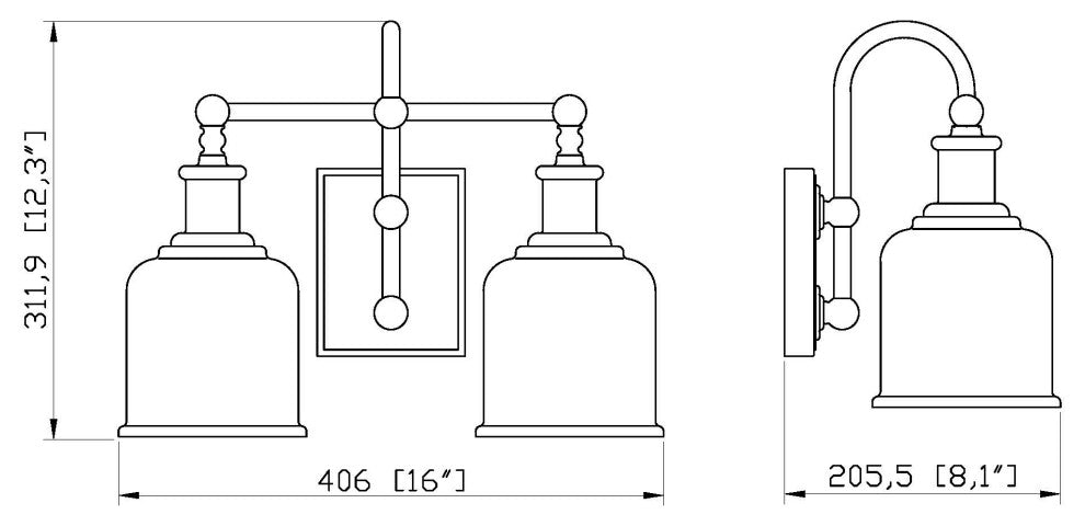 Zlite 733-2V-MB 2-Light Vanity, Matte Opal
