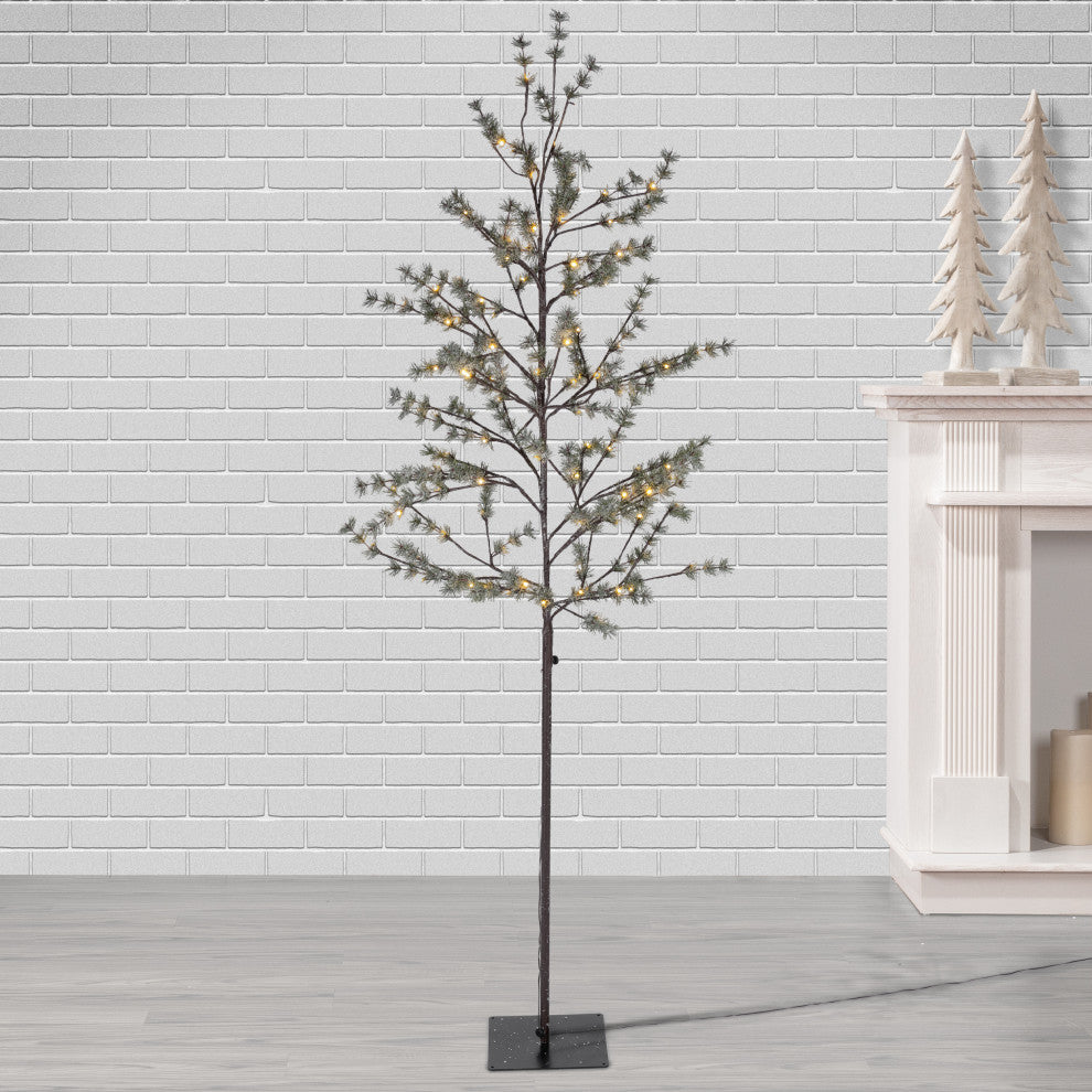 82.67" Tall Electric Icy Pine Tree With 108 Warm White LED Lights