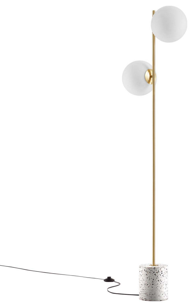 Floor Lamp Light, Gold, Glass, Modern, Mid Century Cafe Bistro Hospitality