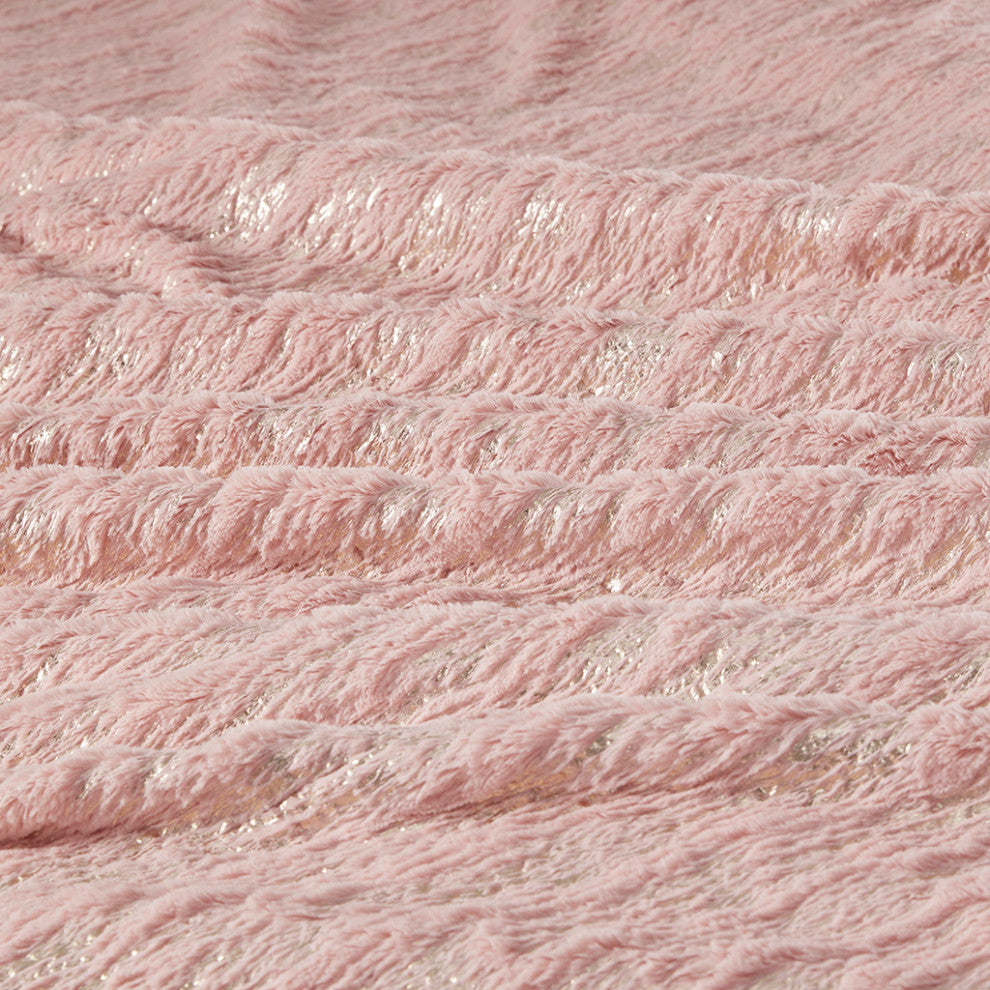 Intelligent Design Naomi Metallic Print Faux Fur Comforter Set