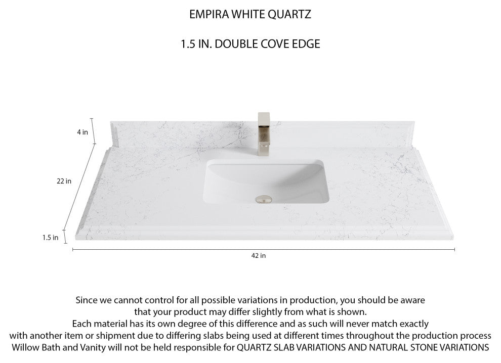 Malibu Mango 42 Single Sink Bath Vanity in Natural 1.5" Empira Quartz