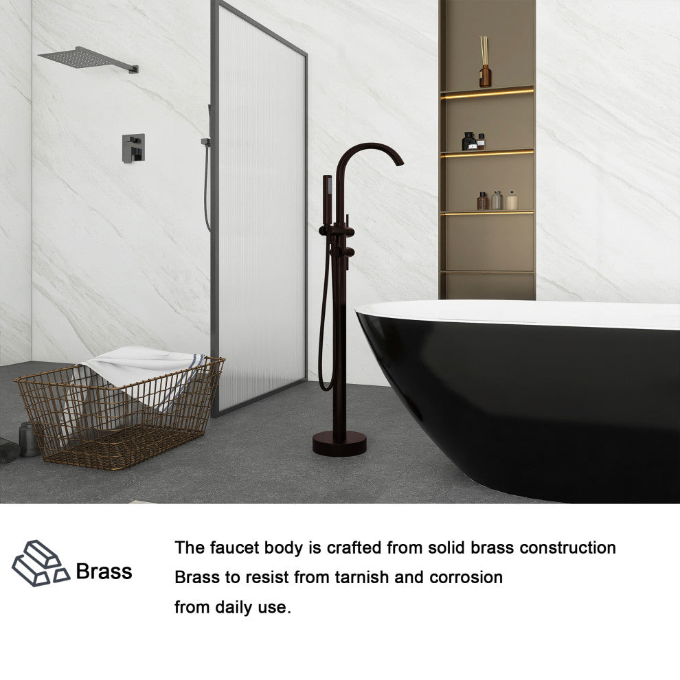 Freestanding Double Handle Clawfoot Tub Faucet, Brown