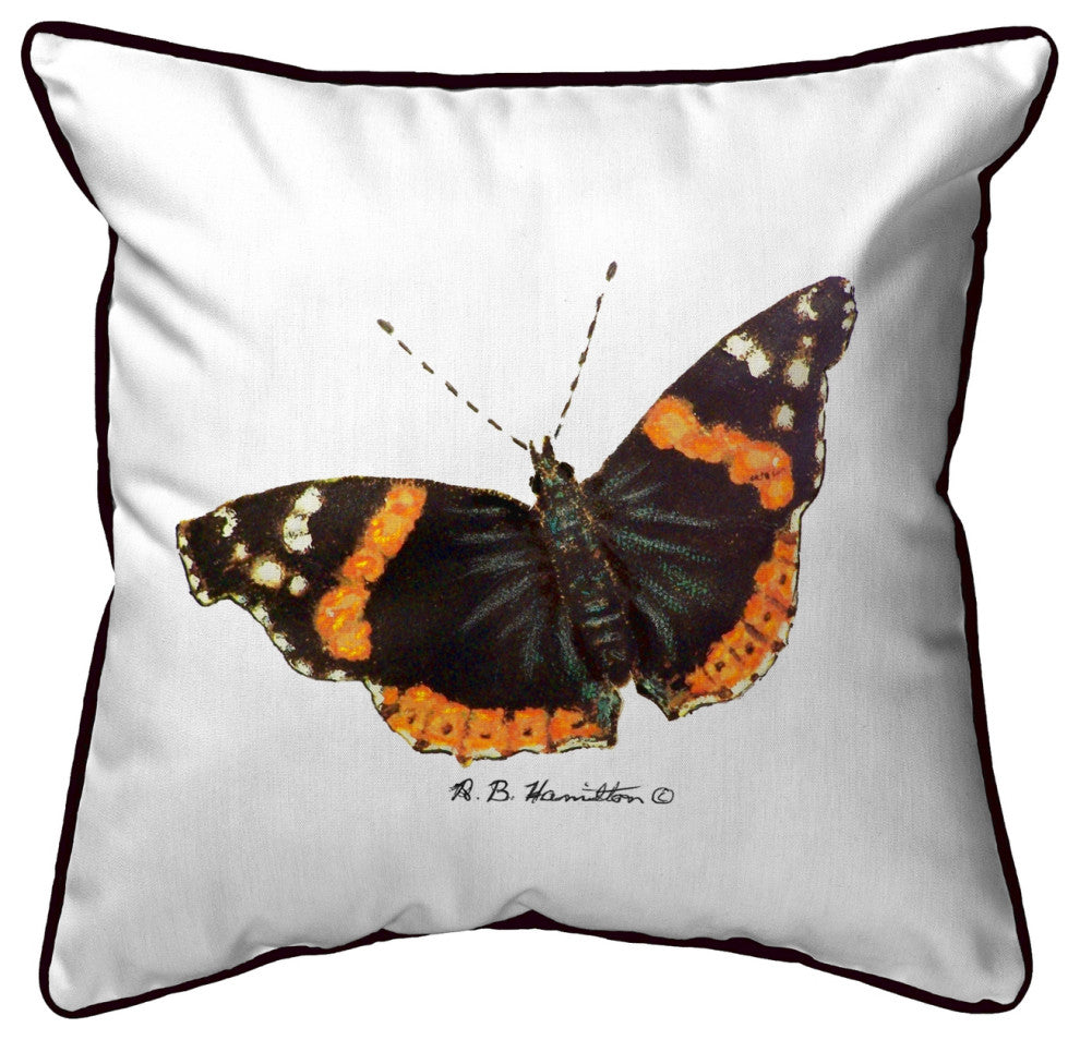 Red Admiral ButterFly Large Indoor/Outdoor Pillow 18x18