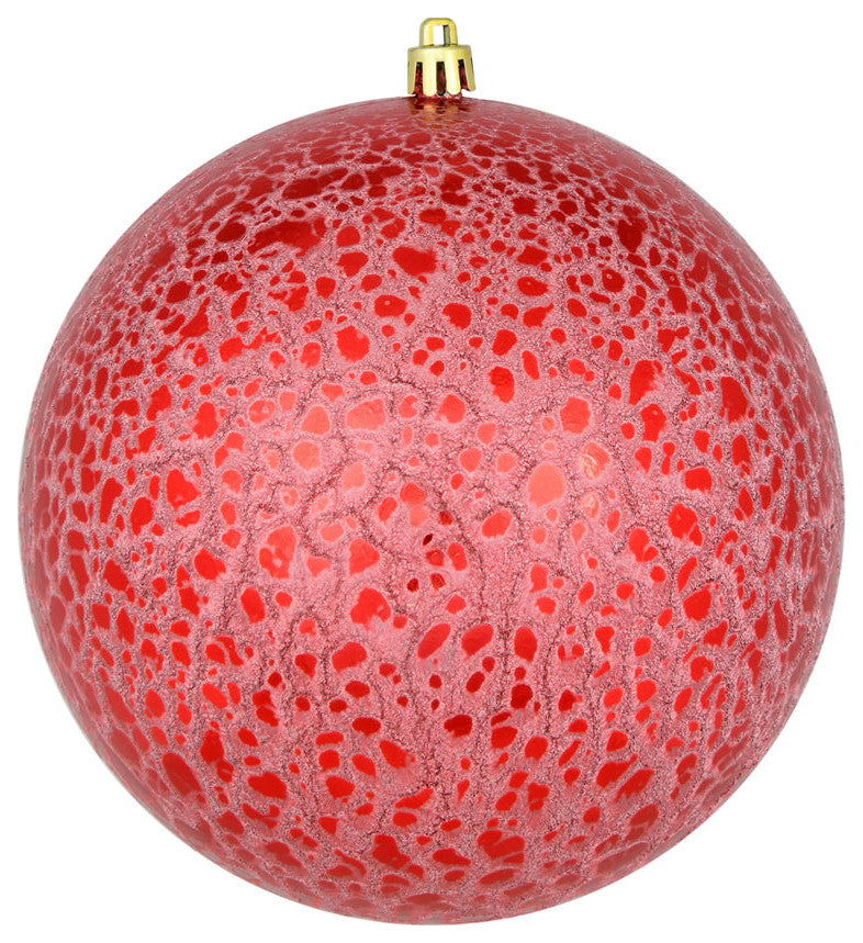 Vickerman N195603D 6" Red Crackle Ball Ornament, 4 per Bag