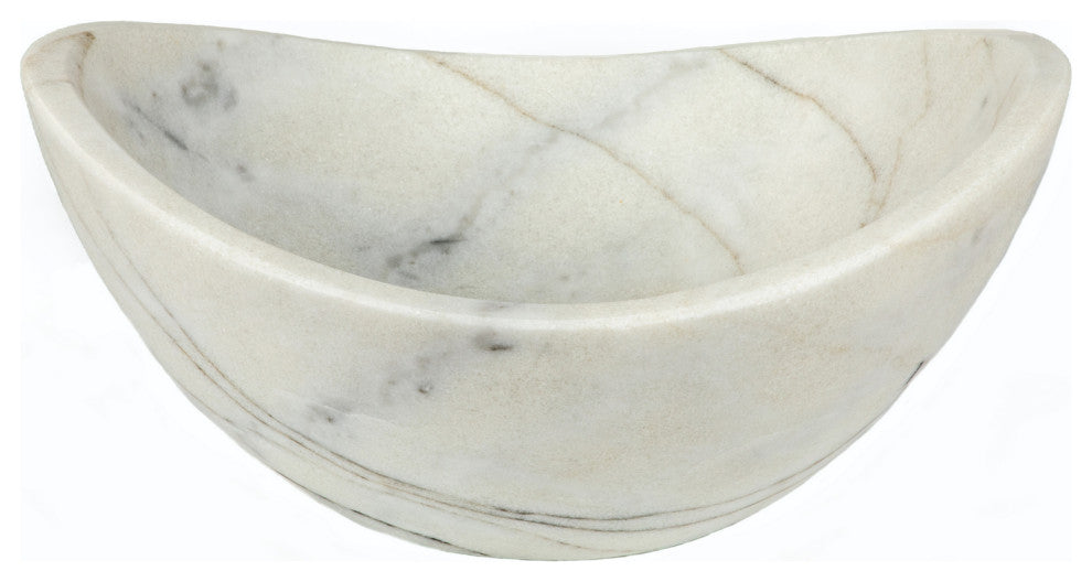 Eden Bath EB_S043GW-H Small Canoe White Marble Vessel Sink