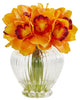 Cymbidium Orchid Artificial Arrangement in Glass Vase, Orange
