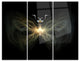 "Yellow Fractal Butterfly in Dark" Digital Metal Wall Art, 3 Panels, 36"x28"