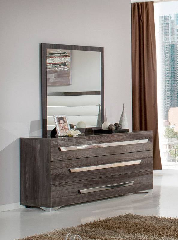 HomeRoots 41" Grey MDF Glass and Veneer Mirror
